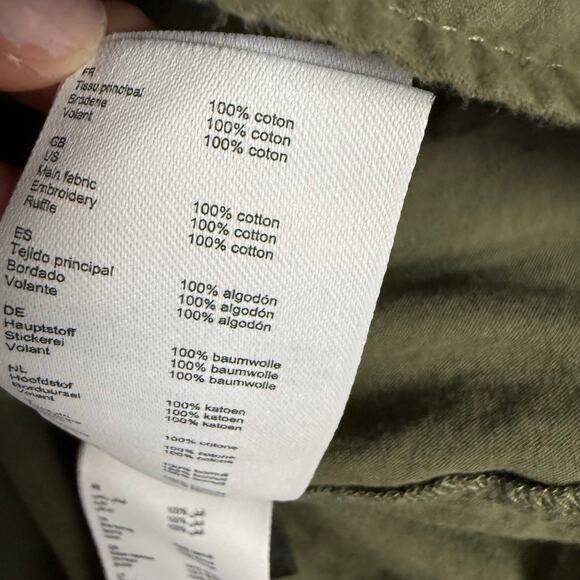 Maje Linode Olive Green Ruffled Eyelet Long Sleeve Top Size Small - Picture 12 of 12